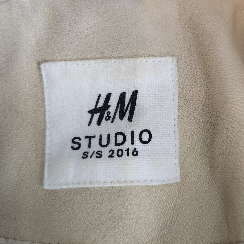 Vintage H&M S/S Studio 2016 Leather Biker Moto Jacket Womens Size 4 - Picture 3 of 12